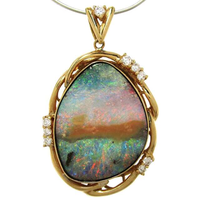 レディースペンダント ボルダーオパールダイヤ K18 W23.5*H38.5mm(バチカン穴2.5*5mm) - TAK2300418