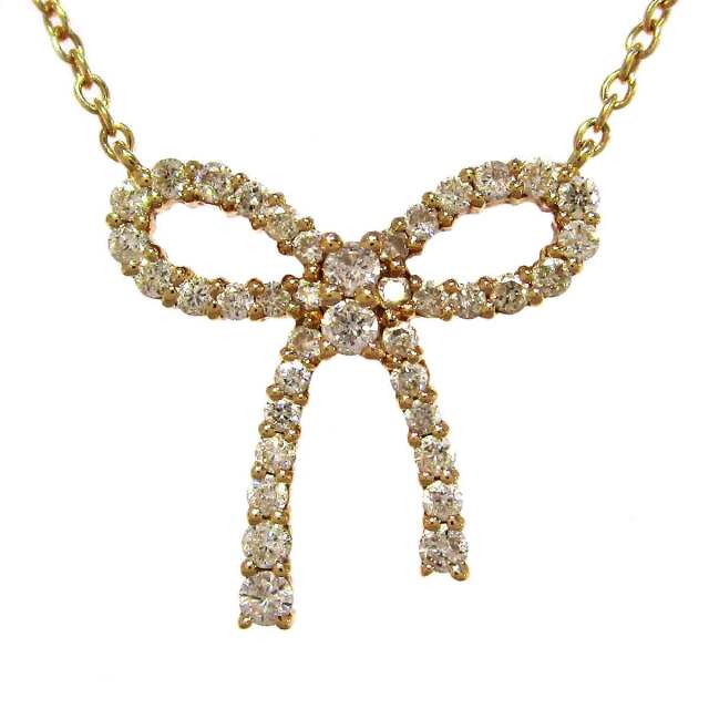 K18 ダイヤモンド ネックレス (リボンモチーフ) 品番n22-221