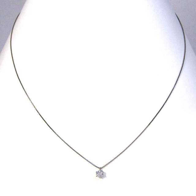 レディースネックレス ダイヤモンド一粒 Pt850/Pt900 トップW5*H7.2mm 