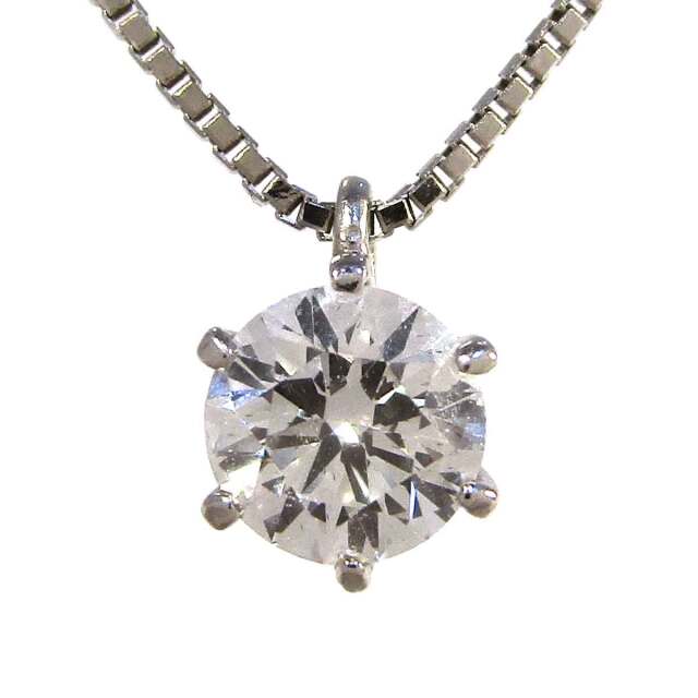 レディースネックレス ダイヤモンド一粒 Pt850/Pt900 トップW5*H7.2mm 