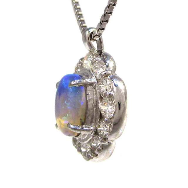 レディースネックレス オパールダイヤ Pt850/Pt900 トップW12*H16.5mm