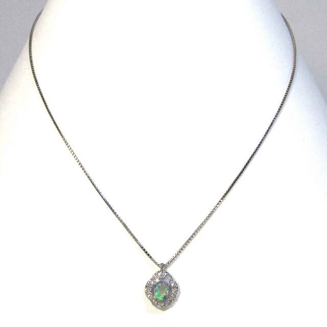 レディースネックレス オパールダイヤ Pt850/Pt900 トップW12*H16.5mm