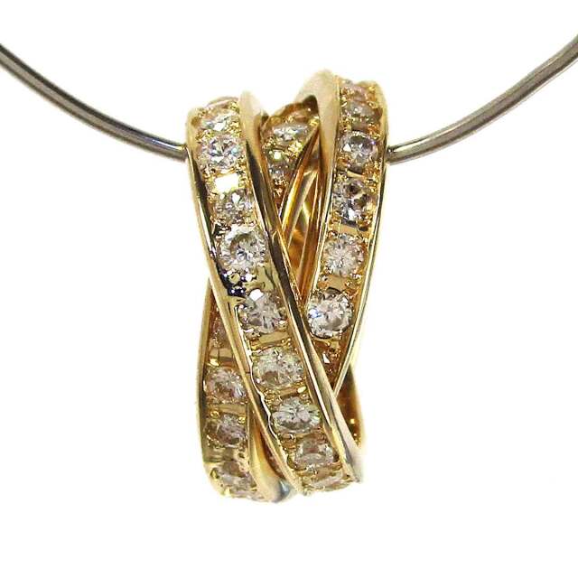 レディースペンダント ３連（ダイヤモンド） K18 径18厚み3mm(リング一個) - TAK2400855