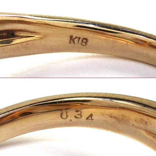 ダイヤモンド K18PG Authentic K18PG Rose Diamond Ring 0.35CT #260-007-024-9569