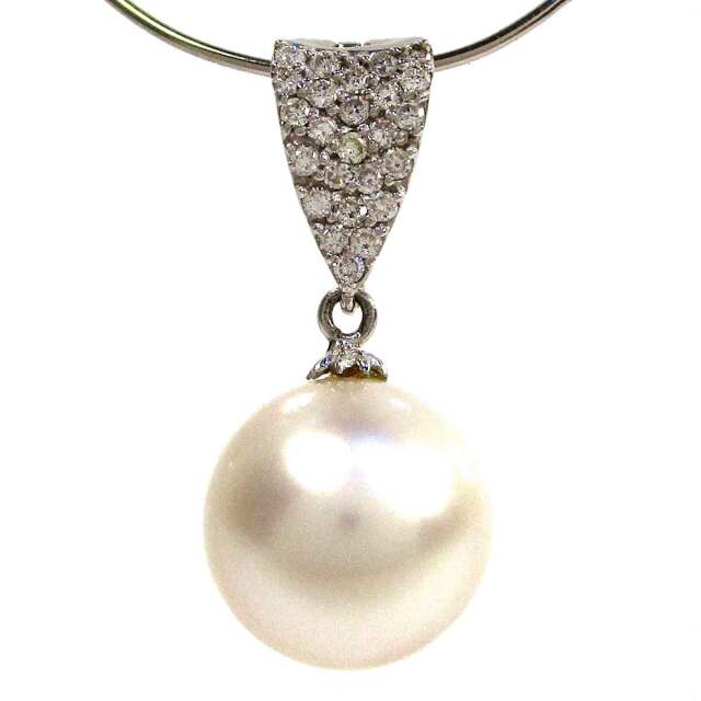 ペンダント パールダイヤ K14WG W13.2*H29.2(バチカン穴6*5mm) - TAK2500049