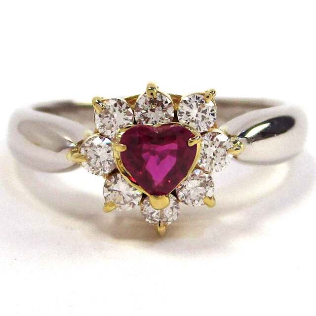 レディースリング ルビーダイヤ Pt900/K18 10号 - TAK2500485