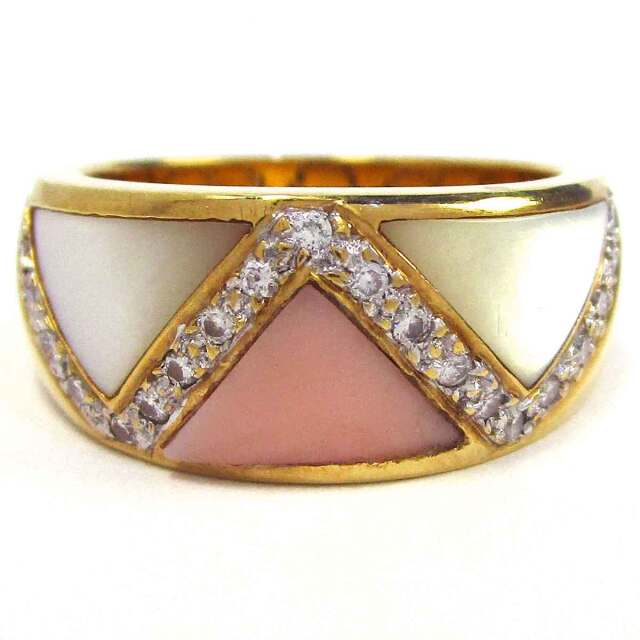 レディースリング シェルサンゴダイヤ K18 13.5号 - TAK2500527