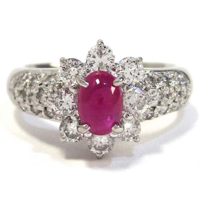 レディースリング ルビーダイヤ Pt900 13号 - TAK2500538