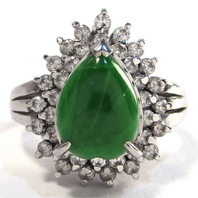 レディースリング 翡翠ダイヤ Pt900 11号 - TAK2500576
