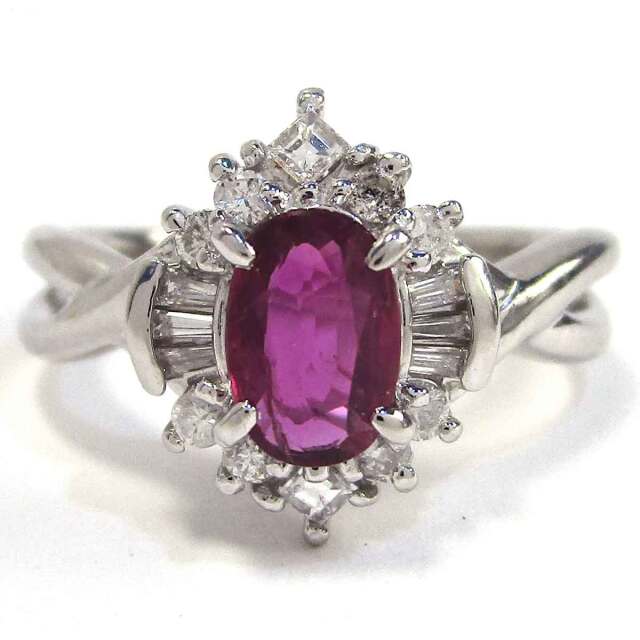 レディースリング ルビーダイヤ Pt900 6.5号 - TAK2500579