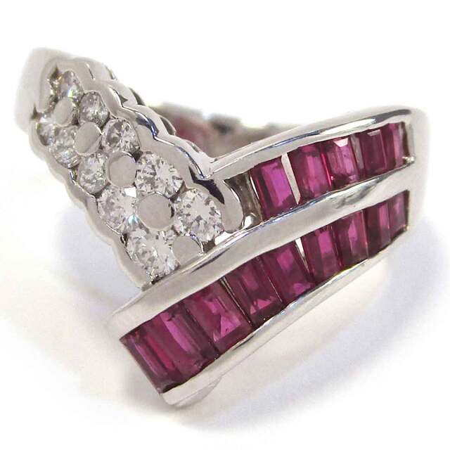 レディースリング ルビーダイヤ Pt900 13号 - TAK2500580