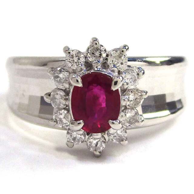 レディースリング ルビーダイヤ Pt900 8号 - TAK2500588