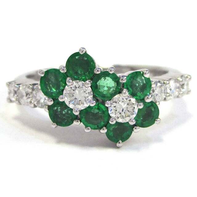 レディースリング エメラルドダイヤ Pt900 10.5号 - TAK2500608