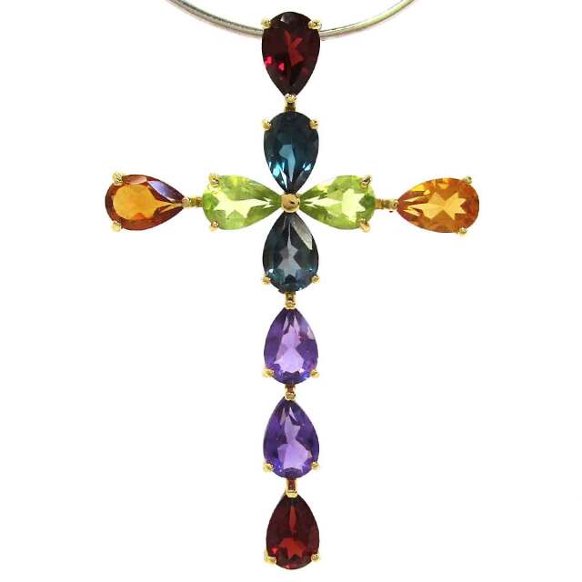 ペンダント クロス/マルチトパーズ K18 W27*H40.5mm(穴1*3.5mm) - TAK2500712