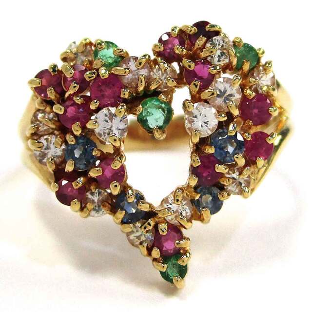 レディースリング マルチカラー色石 K18 約13.5号 - TAK2500782