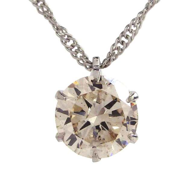 レディースネックレス 一粒ダイヤモンド Pt1000 トップW6.6*H8.5mm - TAK2600081