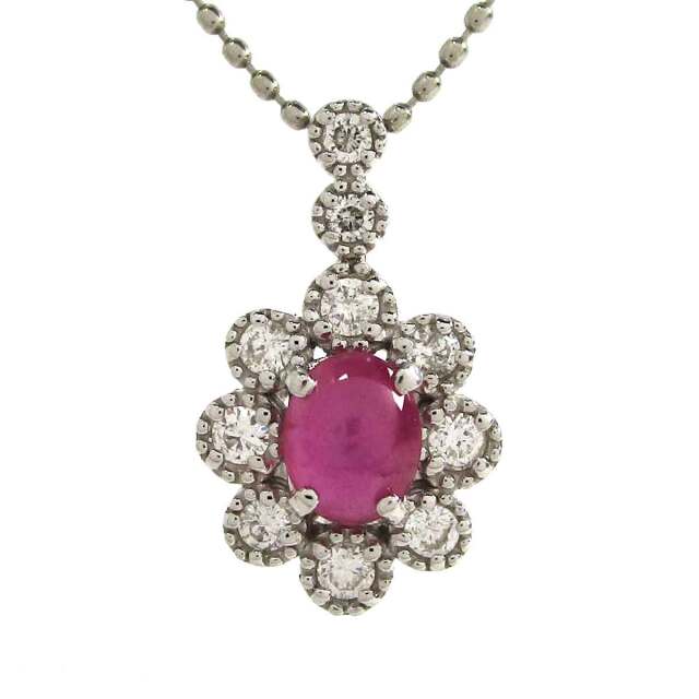 レディースネックレス スタールビーダイヤ Pt850/K18WG トップW9.4*H15.7mm - TAK2600285