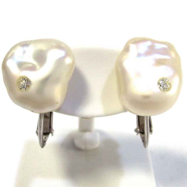 イヤリング バロックパール ダイヤ K18WG W12*H13mm - TAN2300218