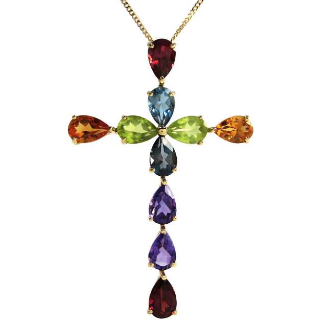 K18色石クロスペンダントトップ