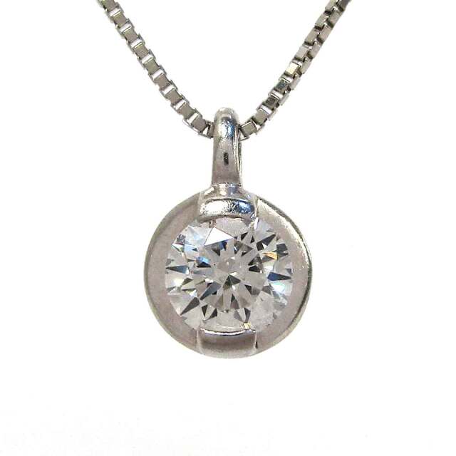 レディースネックレス 一粒ダイヤモンド Pt850/Pt900 トップW7*H10.3mm - TAN2500084