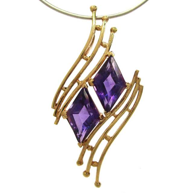 レディースペンダント アメジスト K18 W16*H33.5mm(穴2*3mm) - TAN2500121