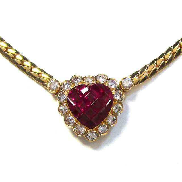 レディースネックレス ルビーダイヤ K18 トップW18.8*H14.4mm - TAN2500149