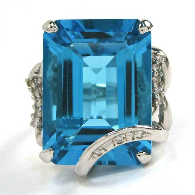 レディースリング ブルートパーズ/ダイヤ K14WG 13号 - TAN2500164