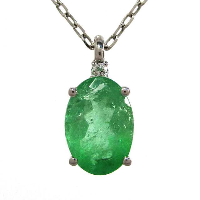 レディースネックレス エメラルドダイヤ Pt950 トップW5.3*H10.8mm - TAN2600009