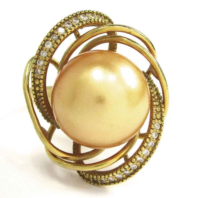 レディースリング ゴールデンパールダイヤ K18 21号 - TAN2600020