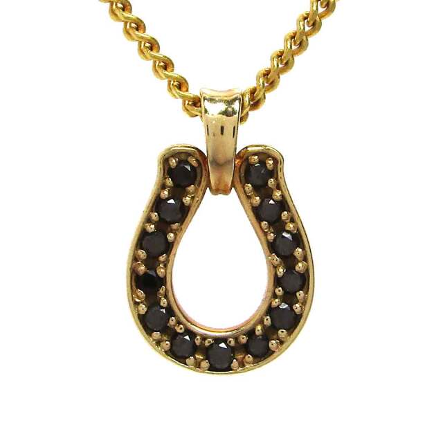 ネックレス ブラックダイヤ/ホースシュー K18 トップW8.9*H13.5mm - TAN2600038