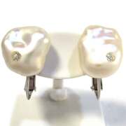 イヤリング バロックパール ダイヤ K18WG W12*H13mm - TAN2300218