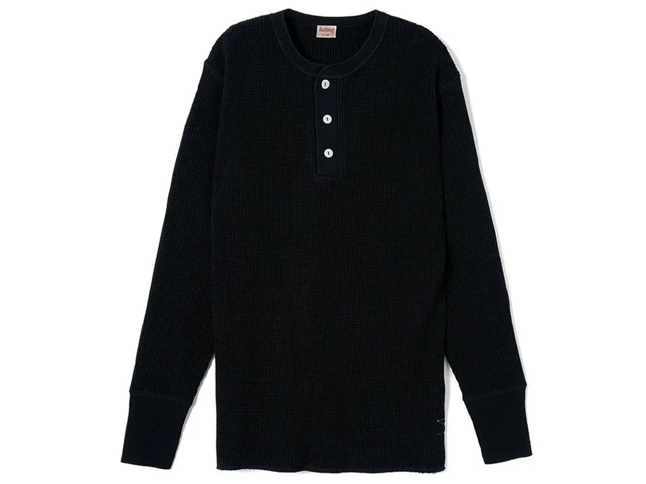 【送料無料】Healthknit SUPER HEAVY WAFFLE HENLEY NECK L/S #990 BLACK