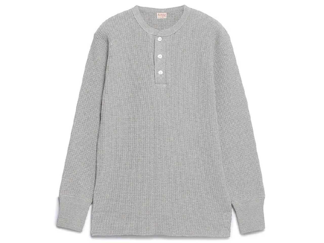 【送料無料】Healthknit SUPER HEAVY WAFFLE HENLEY NECK L/S #990 GRAY