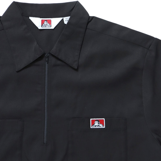 BEN DAVIS HALF ZIP S/S WORK SHIRT BLACK
