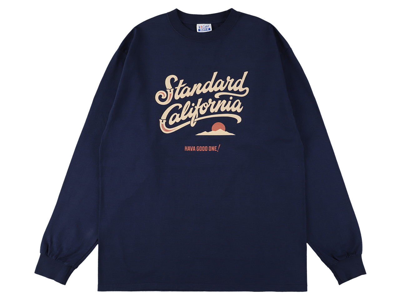 【送料無料】STANDARD CALIFORNIA HEAVYWEIGHT MODERN TWIST SIGNS LOGO2 LONG SLEEVE T-SHIRT NAVY