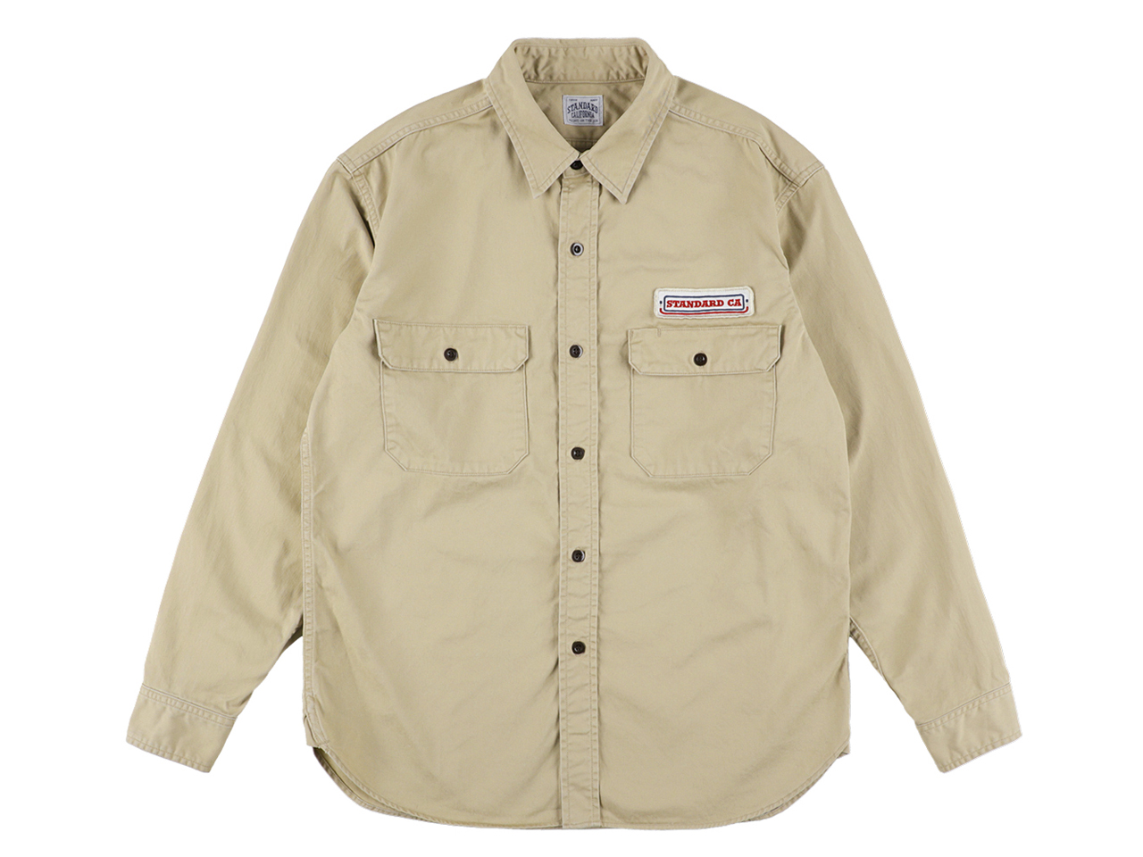 【送料無料】STANDARD CALIFORNIA LOGO PATCH WORK SHIRT VINTAGE WASH BEIGE
