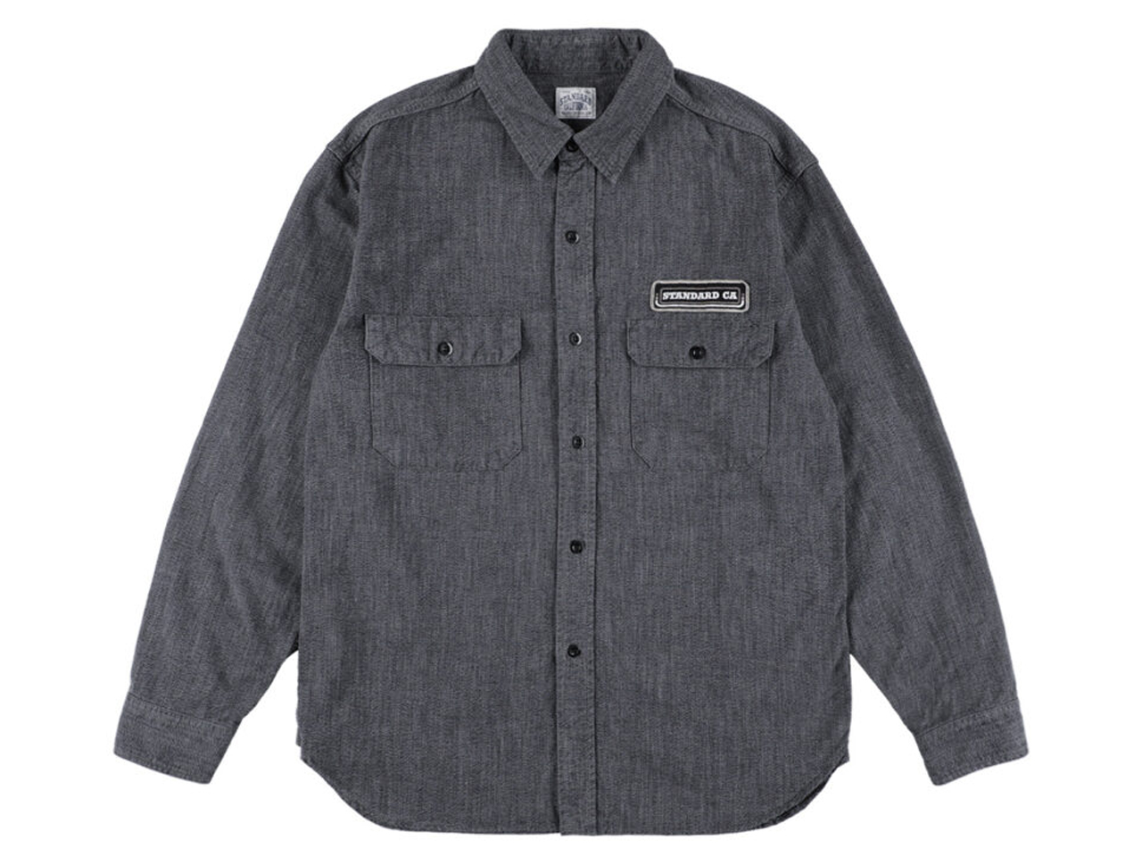 【送料無料】STANDARD CALIFORNIA LOGO PATCH BLACK CHAMBRAY WORK SHIRT VINTAGE WASH NAVY