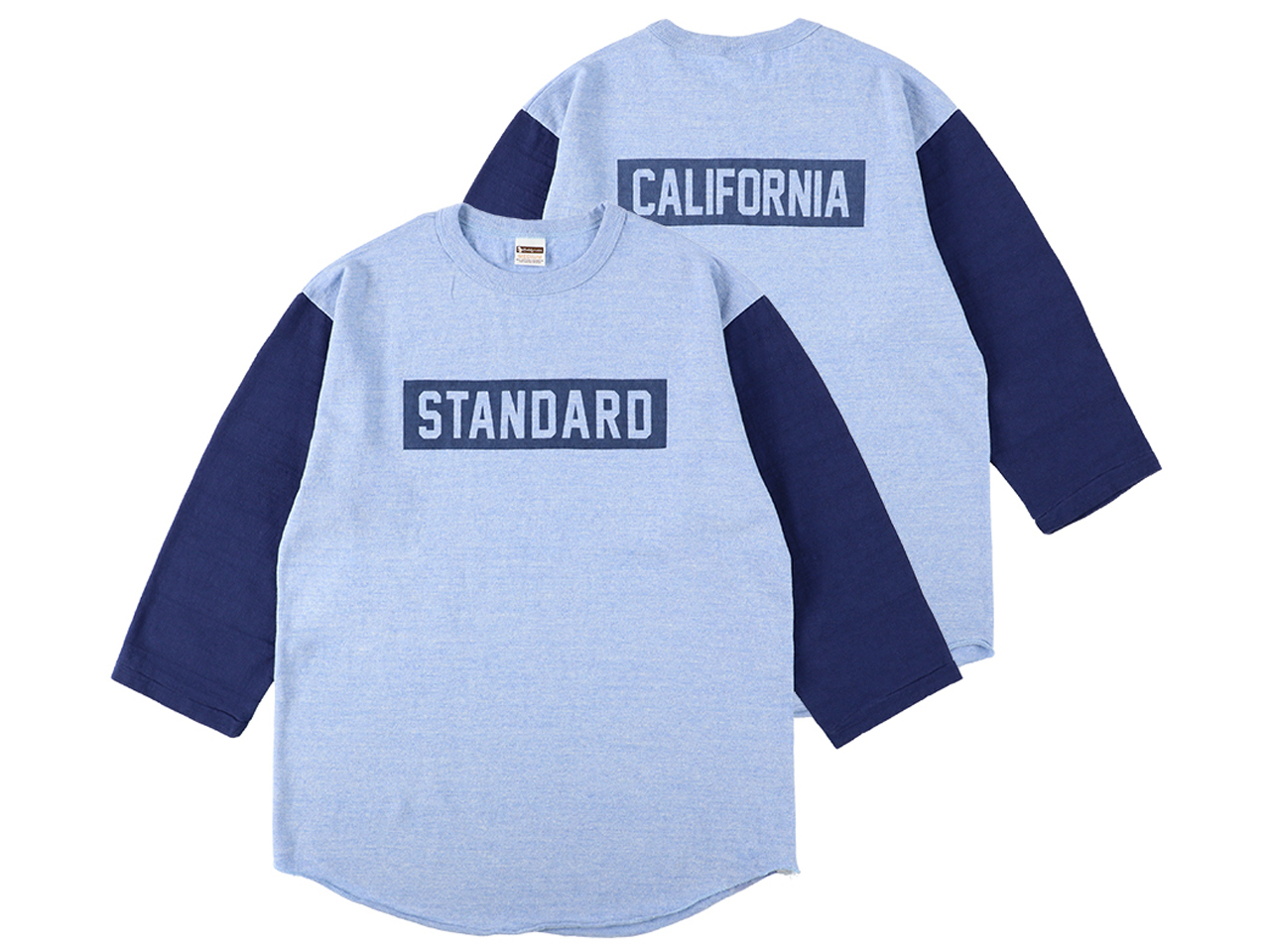 【送料無料】STANDARD CALIFORNIA 88/12 BOX LOGO BASEBALL T-SHIRT BLUE