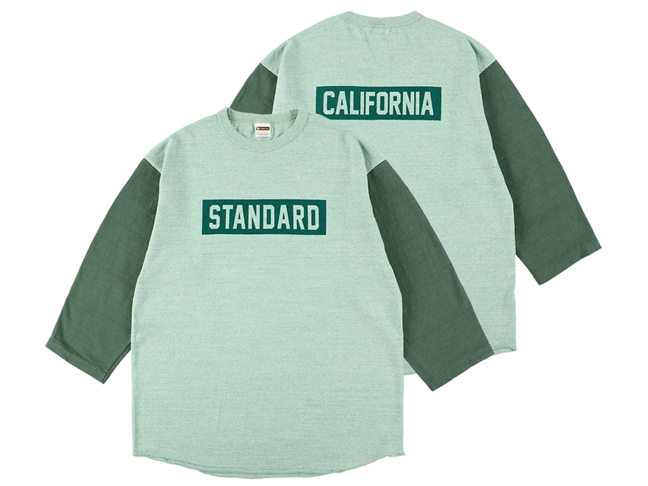 【送料無料】STANDARD CALIFORNIA 88/12 BOX LOGO BASEBALL T-SHIRT GREEN