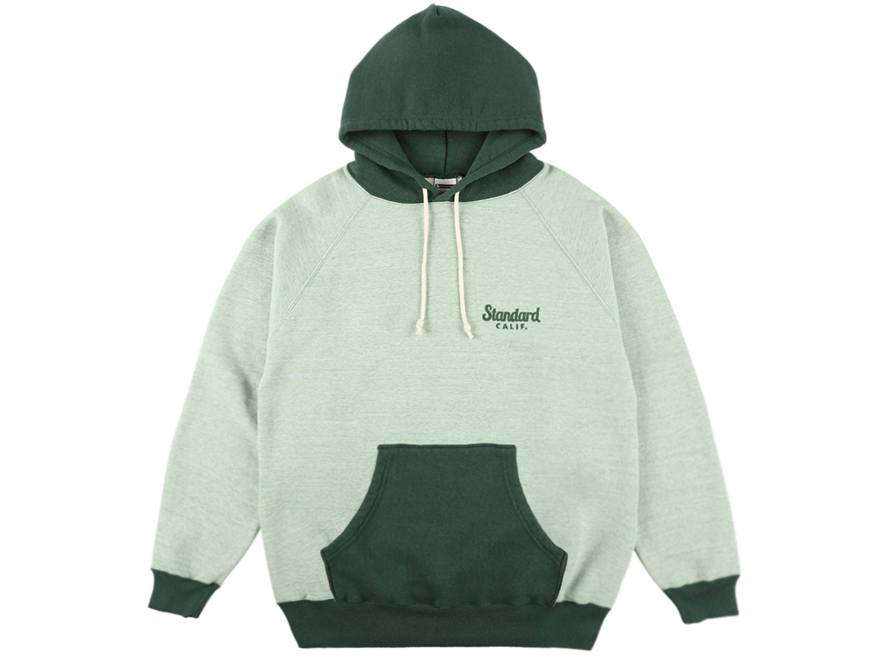 【送料無料】STANDARD CALIFORNIA 88/12 DINER LOGO 2TONE HOOD SWEAT GREEN