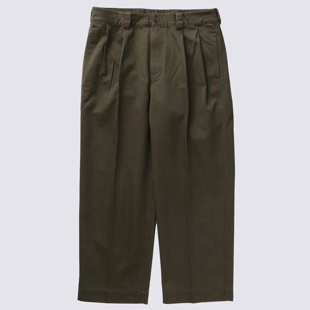 【送料無料】FIDELITY 2TUCK TWILL TROUSERS PANTS KHAKI