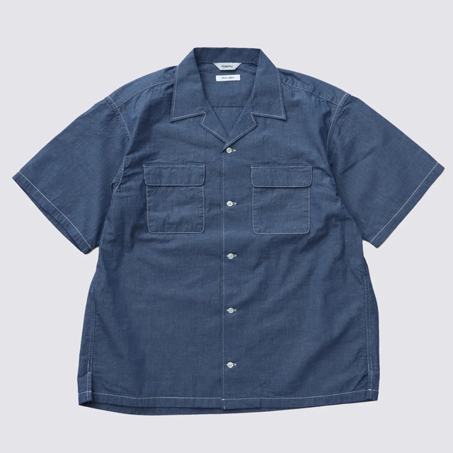 【送料無料】FIDELITY LINEN BLEND CHAMBRAY SHIRT NAVY