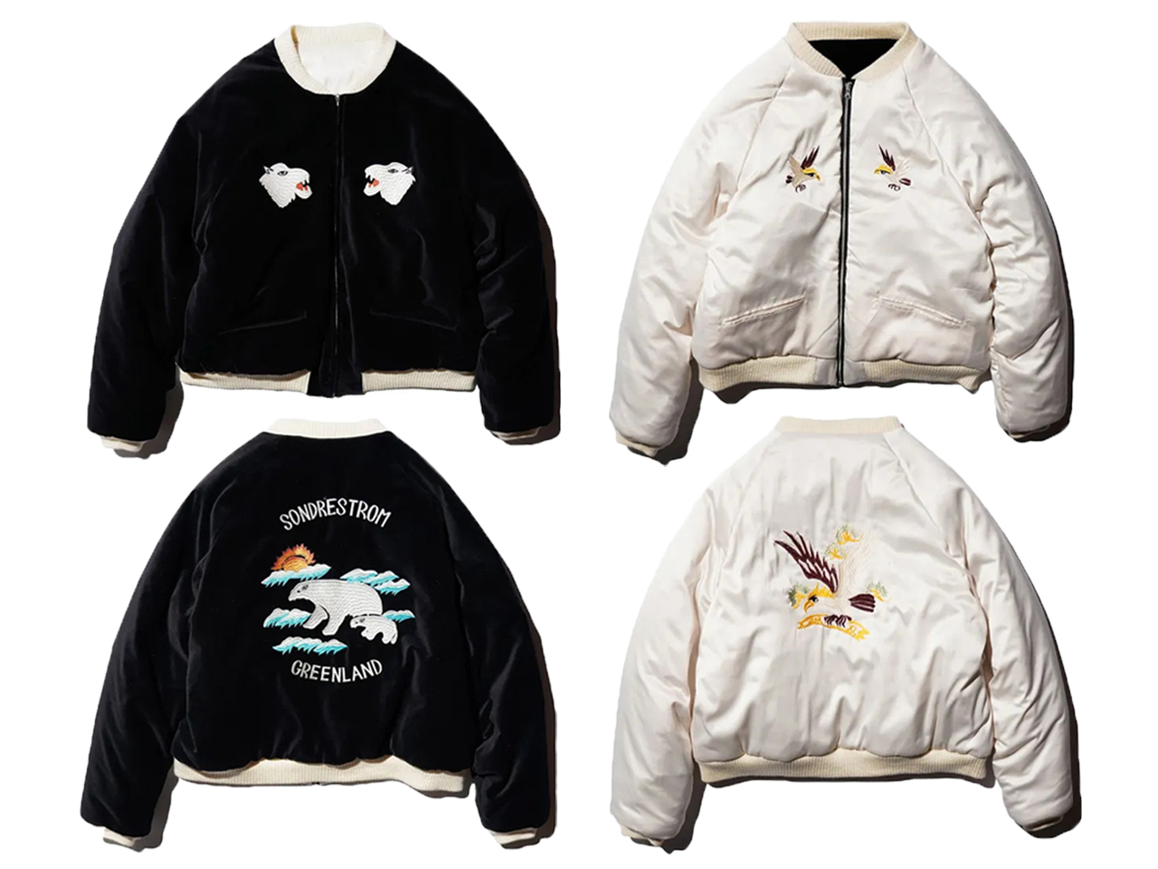 【送料無料】THRIFTY LOOK SUNDERSTORM SOUVENIR PADDED BLOUSON VELOUR BLACK/WHITE