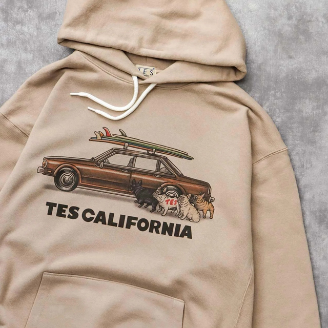 【送料無料】The Endless Summer TES CALIFORNIA 4 BUHI CHASING THE WAVES SWEAT PARKA BEIGE