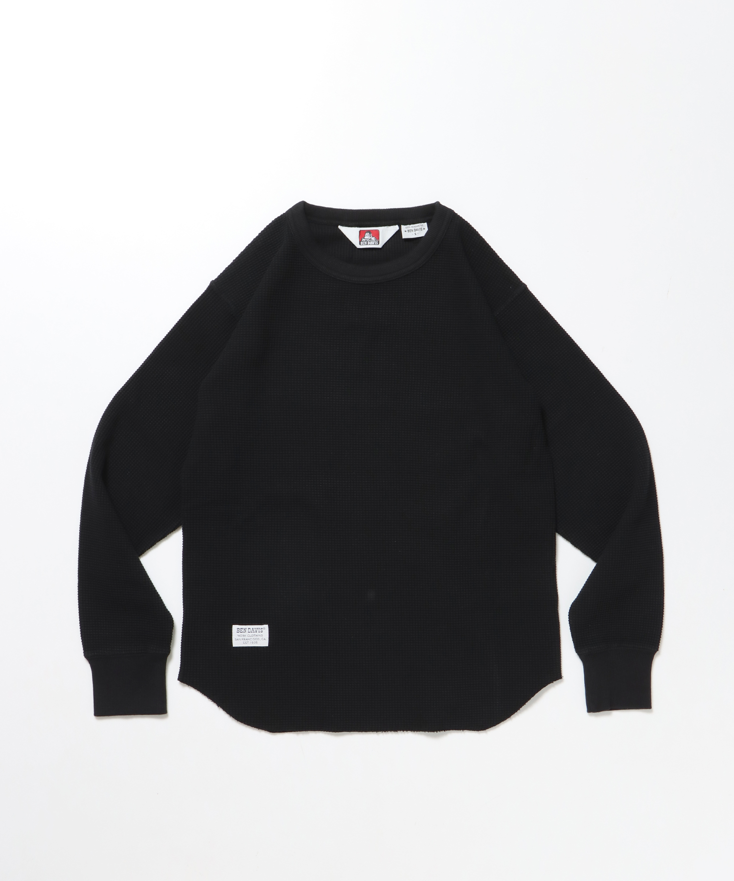 BEN DAVIS WAFFLE L/S CREW BLACK
