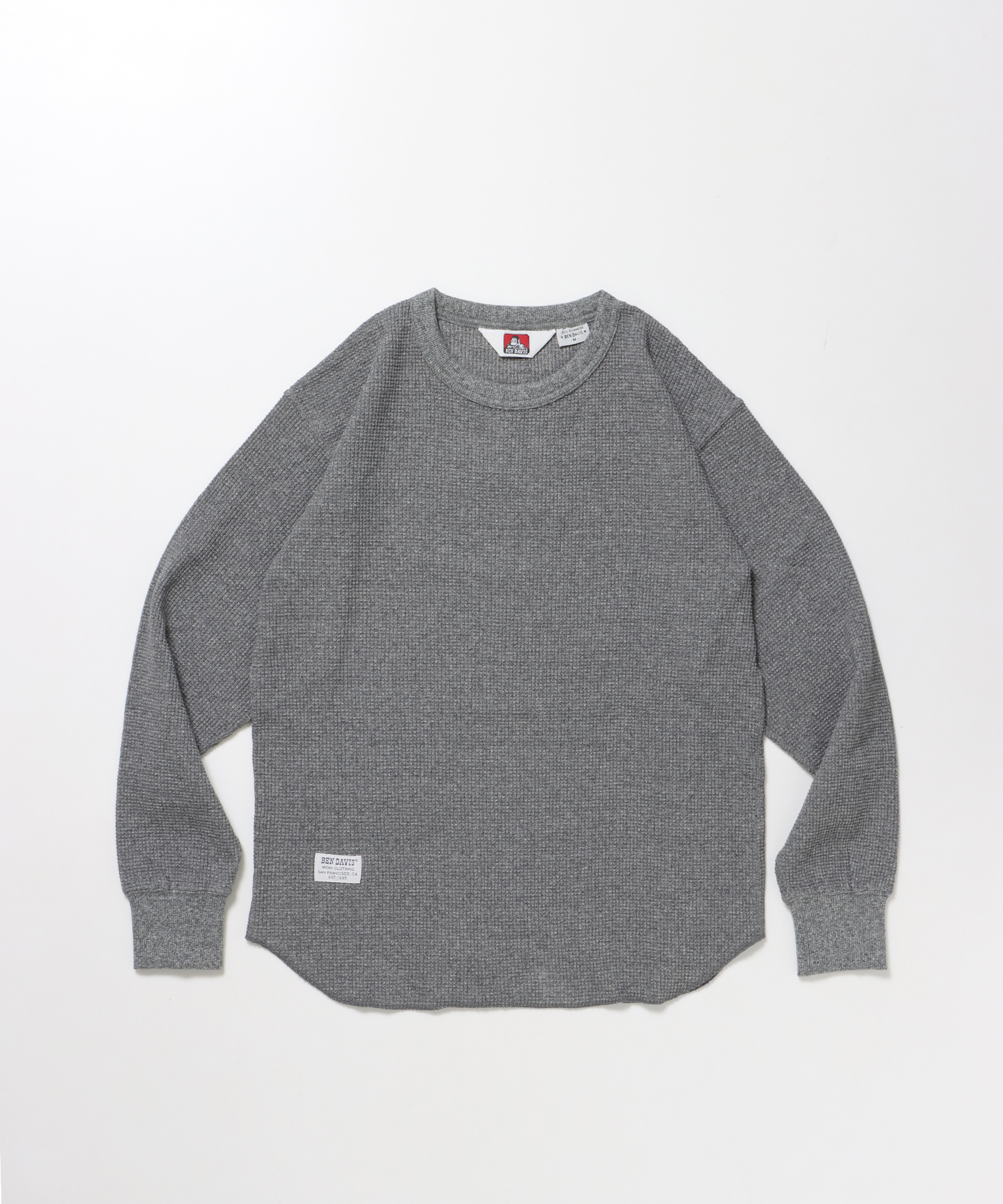 BEN DAVIS WAFFLE L/S CREW MIX GRAY