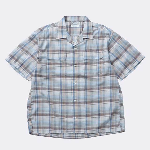 【送料無料】FIDELITY FADE PLAID OPEN COLLER SHIRT OFF WHITE