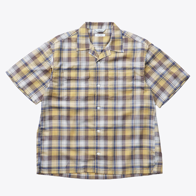 【送料無料】FIDELITY FADE PLAID OPEN COLLER SHIRT YELLOW