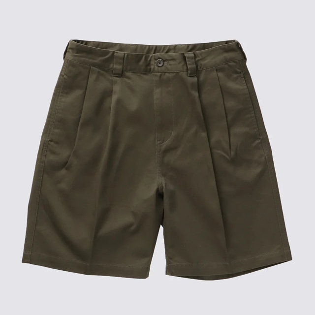【送料無料】FIDELITY 2TUCK TWILL TROUSERS SHORTS KHAKI