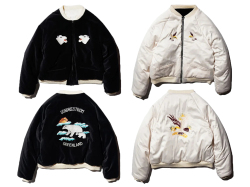 【送料無料】THRIFTY LOOK SUNDERSTORM SOUVENIR PADDED BLOUSON VELOUR BLACK/WHITE